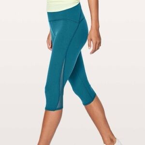 Lululemon Train Times Crop 17" leggings pants teal Nile Blue Size 4 NEW WITH TAG
